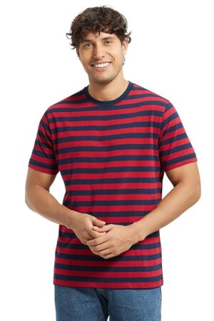 Jockey 2715 Men's Super Combed Cotton Rich Striped Regular Fit Round Neck Half Sleeve T-Shirt