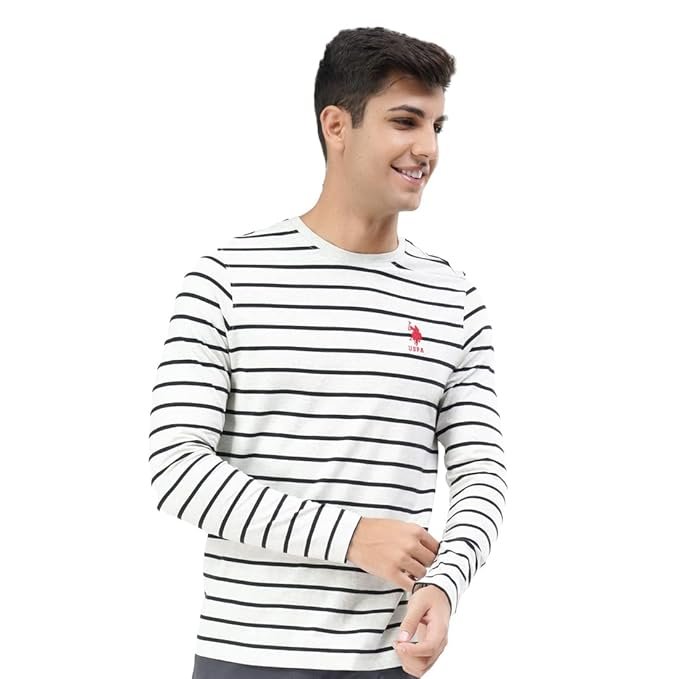 U.S. POLO ASSN. Men's Comfort Fit Stripe Cotton I689 Regular Fit T-Shirt - Pack of 1