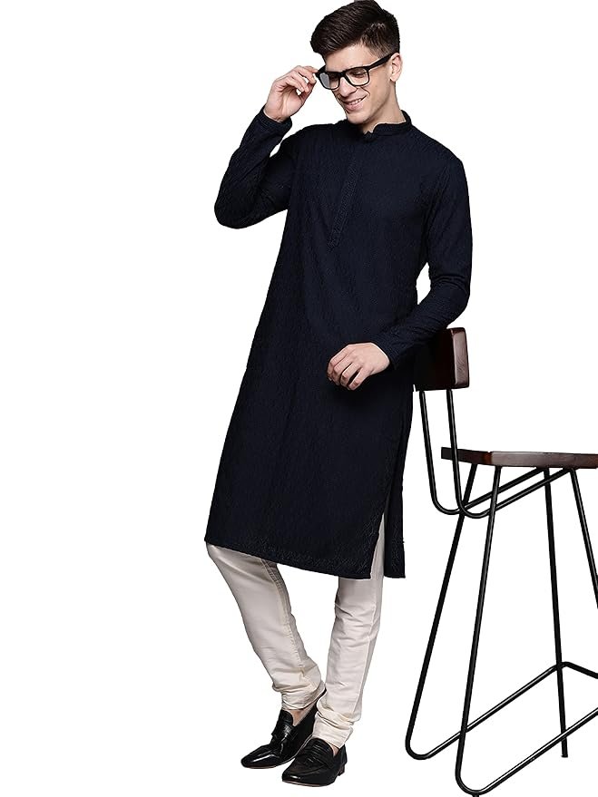 Manyavar Men's Chikankari Kurta Pyjama Set (2pcs)