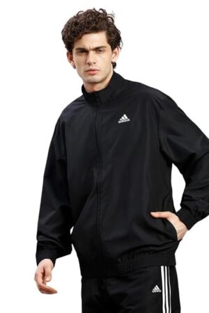 Adidas Men's Corp Wv Ttop Sports Jacket - Black Durable, Lightweight, Breathable Sportswear track Jacket for Gym, Running, Fitness, Casual Activewear For All-Season