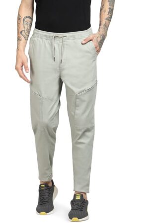 JACK & JONES Men Loose Mid Rise Cotton Zip Detail Trousers