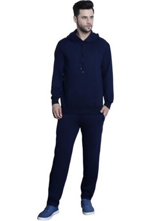 Mack Jonney Solid Hooded Cotton Fleece tracksuit Co-Ord Set for Men-MACK32605