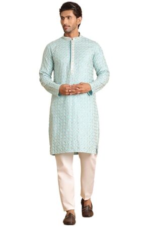 Jompers Embroidered Viscose Kurta Set For Men