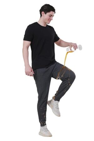 TURMS Men's Water Repellent Joggers | Anti Stain Anti Odor Travel Edition Trackpants | Cotton Blend Casual Sweatpants Drawstring Waist Zipper Pockets