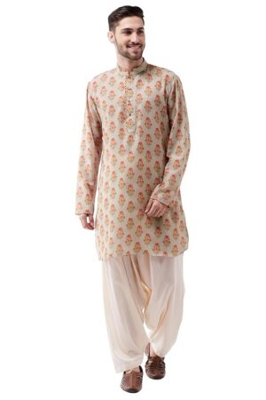 VASTRAMAY Men's Muslin Cotton Kurta and Patiala Set