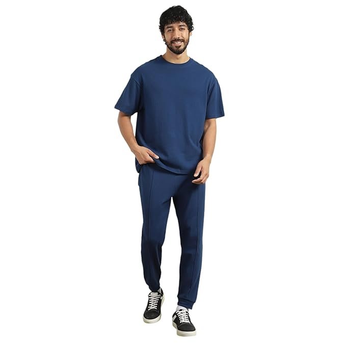 NOBERO Mens Cotton Blend Solid Co-Ord Sets