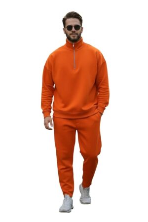 Mack Jonney Solid Half Zipper Track Suit for men | Co-ord Set | Warm Fleece Tracksuit Set | Full Sleeve Sweatshirt