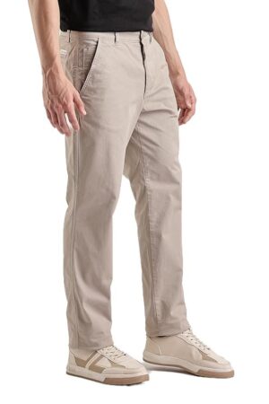 Calvin Klein Jeans Relaxed Fit Beige Mid-Rise Trousers