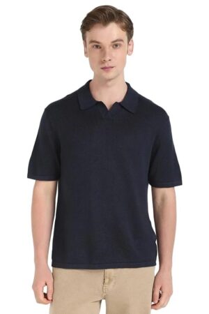 GUESS Men Solid Polo Collar Short Sleeves Polo T-Shirt