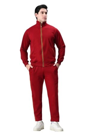 Men Solid Fleece Warm Zipper Stylish Tracksuits for Winter (Pack of 1)