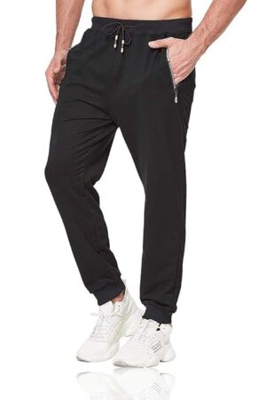 Tansozer Mens Lightweight Joggers Sweatpants with Zipper Pockets and Elastic Bottom