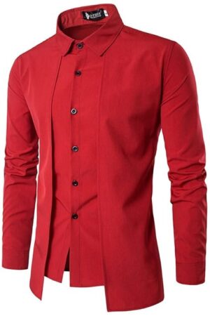 (SGL Collection) Men's Dress Shirt, Long Sleeve, Modal Design, Regular Color, Slim Fit, Cut and Sewn, 4 Color Selections, Sizes S - XL