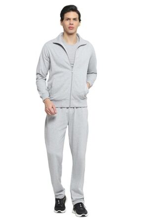 CLOAK & DECKER Mens Solid Grey Collar Neck Full Sleeve Tracksuit 62402021-3
