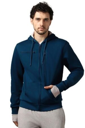 NOBERO Travel Hoodies for Man | 280 GSM Rich Cotton Fleece Solid Hooded Full Sleeve Sweatshirt | Stylish Casual Wear Winter Hoodies for Men |15 Utility Features , Tab & Drinks & earphones Holder, Charger & Sunglass Pocket, Microfiber Cloth, In-Built Gloves, Eye Mask