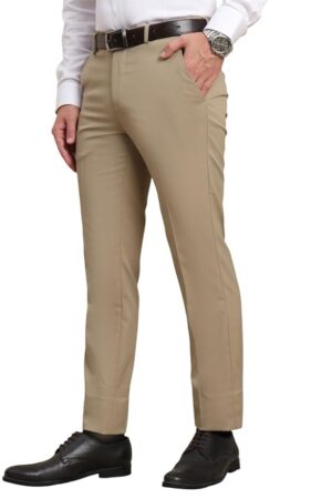 SaintX Men's Premium Stretchable Formal Trouser with Techno Flex Waistband | Slim Fit Pants | Italian Design | Office Wear/Executive Wear