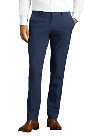 Louis Philippe Men's Slim Fit Mid Rise Premium Fabric Checks Formal Trouser