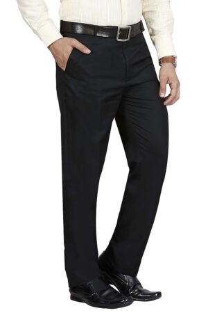 McHenry Men's Solid Formal Regular Fit Stretchable Wrinkle Free PolyViscose Trousers