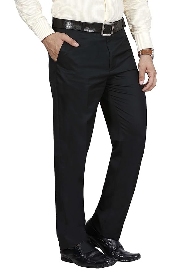 McHenry Men's Solid Formal Regular Fit Stretchable Wrinkle Free PolyViscose Trousers