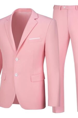 Mens 2 Piece Suit Slim Fit Business Wedding Party Tuxedo Dress Suits for Men Jacket and Pants Set