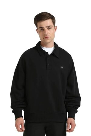 Solid Relaxed Fit Cotton Sweatshirt
