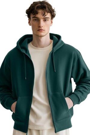 Nobero Zipper Hoodies for Man Stylish | 280 GSM Rich Cotton Fleece Solid Regular Fit Hooded.