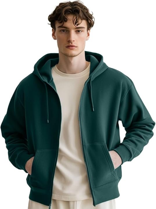 Nobero Zipper Hoodies for Man Stylish | 280 GSM Rich Cotton Fleece Solid Regular Fit Hooded.