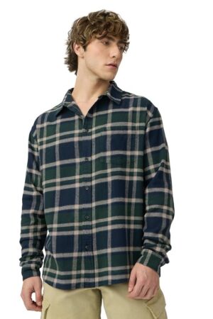 The Souled Store Plaid Shirt: Emerald Men and Boys Long Sleeves Collared Neck Button Front Cotton Relaxed Shirts