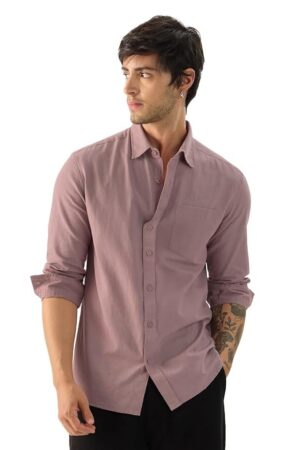 The Souled Store Men's Cotton Regular Fit Solid Button Down Shirt