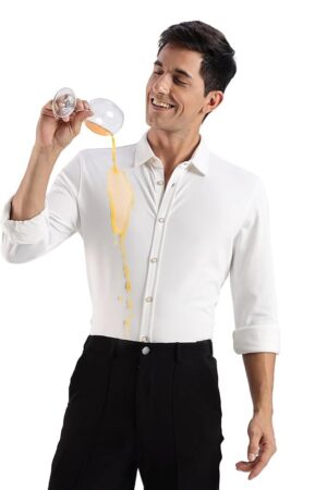 TURMS Water Repellent Men's Knitted Shirt | Anti Stain Anti Odor Cotton Blend | Solid Casual Full Sleeves