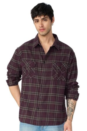 The Souled Store Plaid: Autumn Men and Boys Long Sleeves Collared Neck Button Front Cotton Relaxed Shirts