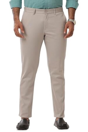 ARISER Monaco Soft Cotton Smart Fit Solid Trousers for Men | Soft & Breathable Monaco Cotton | Modern Tailored Fit | Solid Formal & Casual Wear Men’s Pants