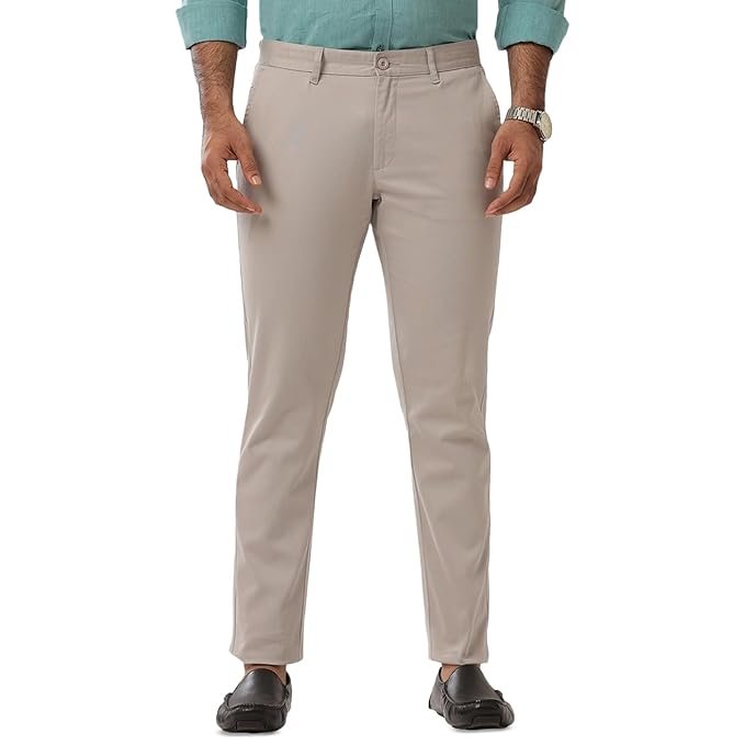 ARISER Monaco Soft Cotton Smart Fit Solid Trousers for Men | Soft & Breathable Monaco Cotton | Modern Tailored Fit | Solid Formal & Casual Wear Men’s Pants