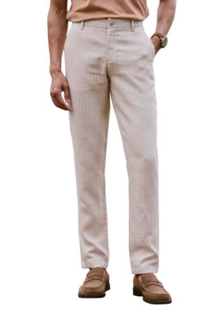 Men's Casual Cotton Linen Woven Trouser