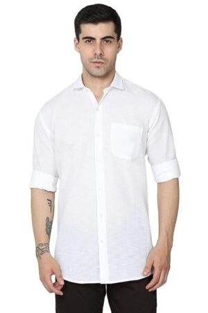 Miraan Men's Linen Cotton Long Sleeve Casual Regular Fit Shirt (Siglinen)