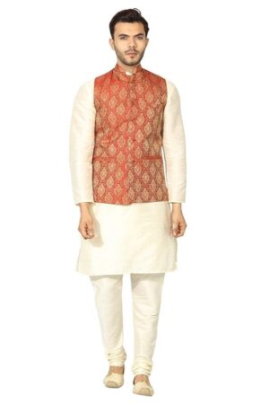 Mens Kurta Pyjama Set with Designer Ethnic Nehru Jacket