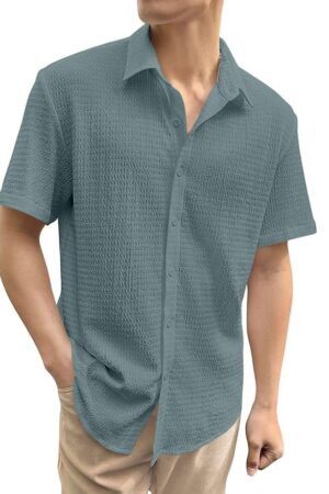 GRECIILOOKS Men's Polycotton Shirt |Stylish Casual Regular Fit Shirts | Textured Half Sleeve | Slim Fit | Business & Meeting Ready (Available in Plus Size and Combo Pack of 2)