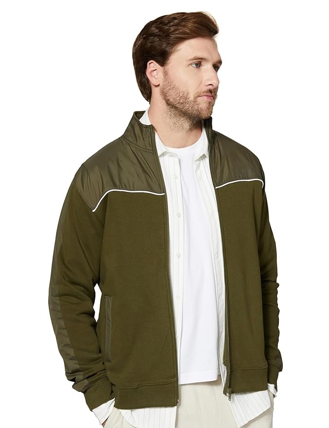 Amazon Brand - Symbol Men Cotton Rich Heavy Weight Mock Neck Sweatshirt (Regular Fit) (Available in Plus Sizes)