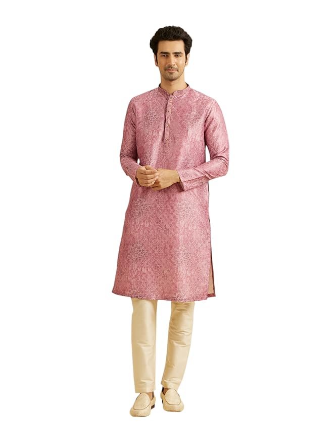 Manyavar Men's Art Silk Printed Kurta Set (2pcs)