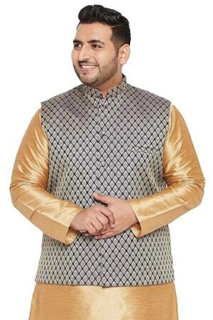 Vastramay Plus Men's Silk Blend Nehru Jacket