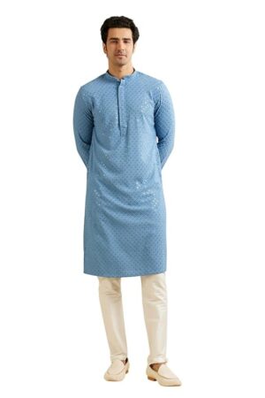 Manyavar Men's Viscose Sequins Shimmer Kurta Set (2pcs)