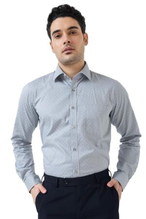 Raymond Men Regular Fit Structure Pattern Pure Cotton Semi Cutaway Collar Full Sleeve Formal Shirt