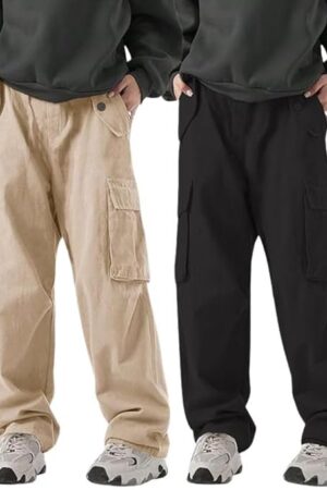 GRECIILOOKS Men's Loose Low Rise Cargo Pants | Baggy 6 Pocket Lower Pant | Casual Cotton Pents | Formal Trousers (Available in Plus Size and Combo Pack of 2) 3.9 3.9 out of 5 stars   (538)