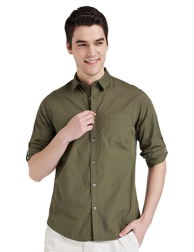 Amazon Brand - Symbol Men's Cotton Shirt | Casual | Plain | Full Sleeve | Summer - Regular Fit (Available in Plus Sizes)